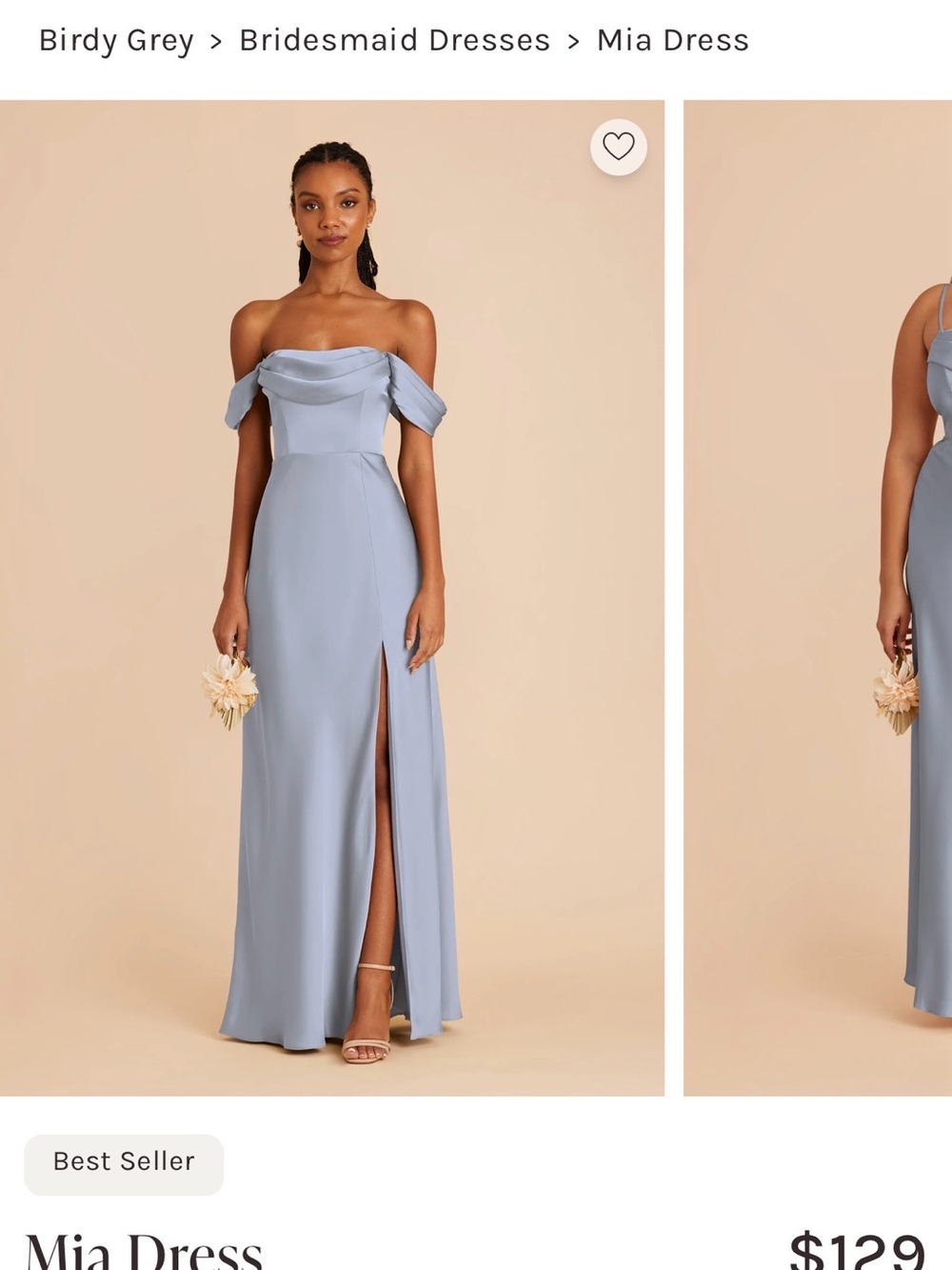 Birdy Grey Mia Matte Satin Convertible Dress in Dusty Blue Size Small